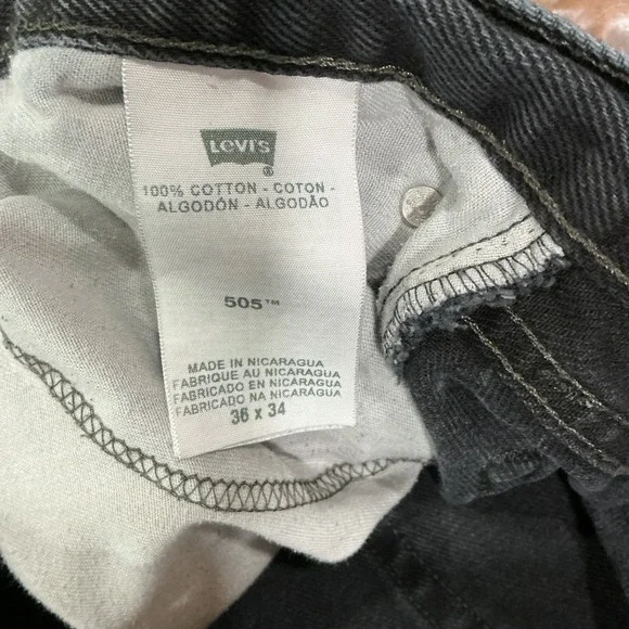 Levi's 505 Men's Regular Fit Jean, 36wx34L - Black, Classic - Picture 14 of 15